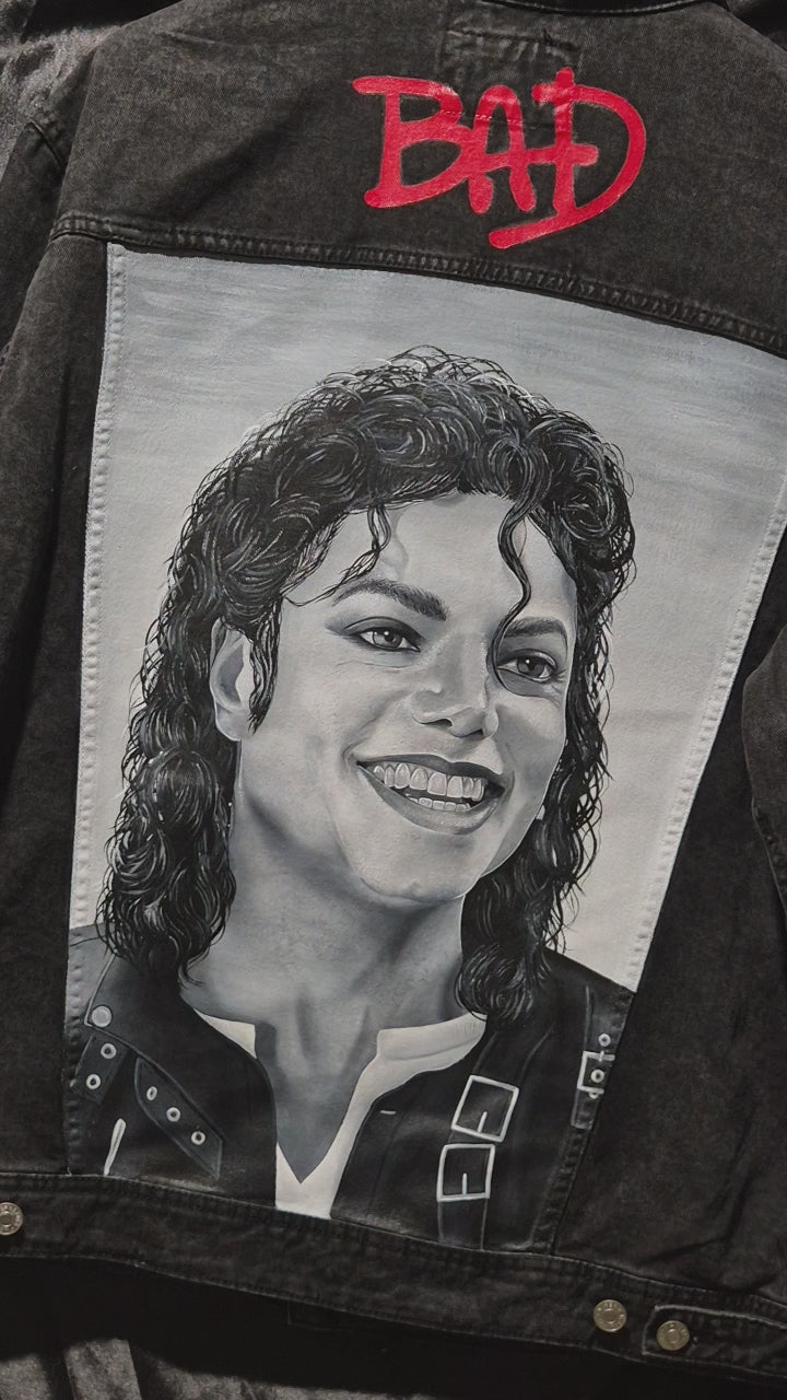 Giacca in Denim Dipinta a Mano – Tributo Michael Jackson