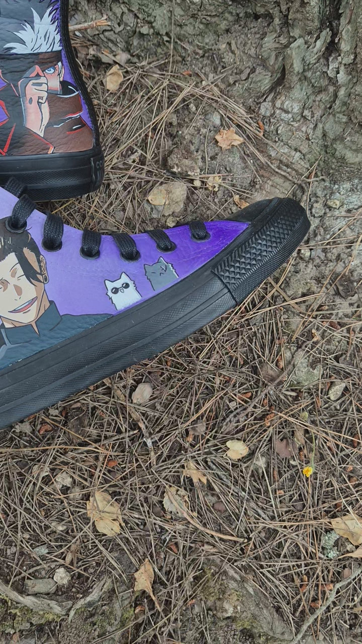 Converse Dark Matter Dipinte a Mano – Satoru Gojo & Suguru Geto | Jujutsu Kaisen
