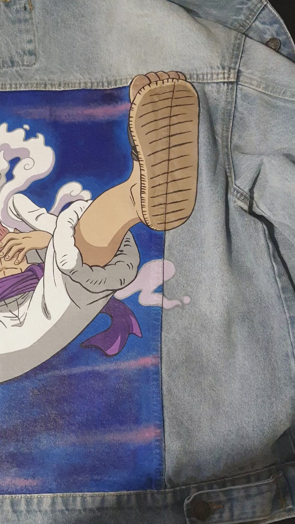 Giacca in denim dipinta a mano — Luffy Gear 5