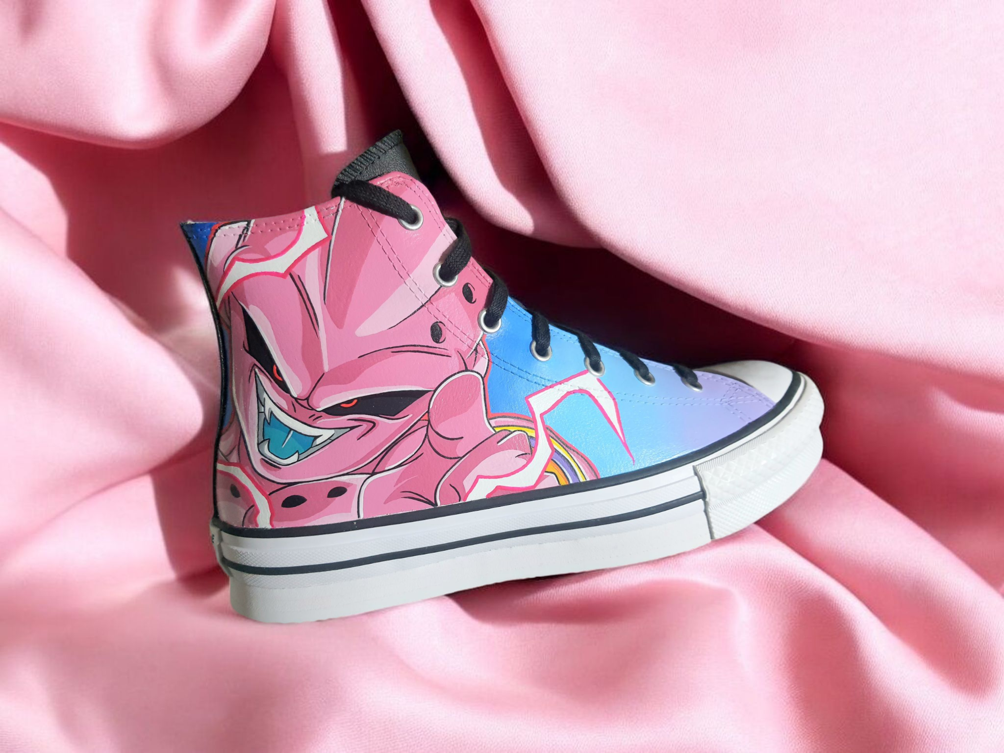 Converse in pelle dipinte a mano — Majin Buu Kid