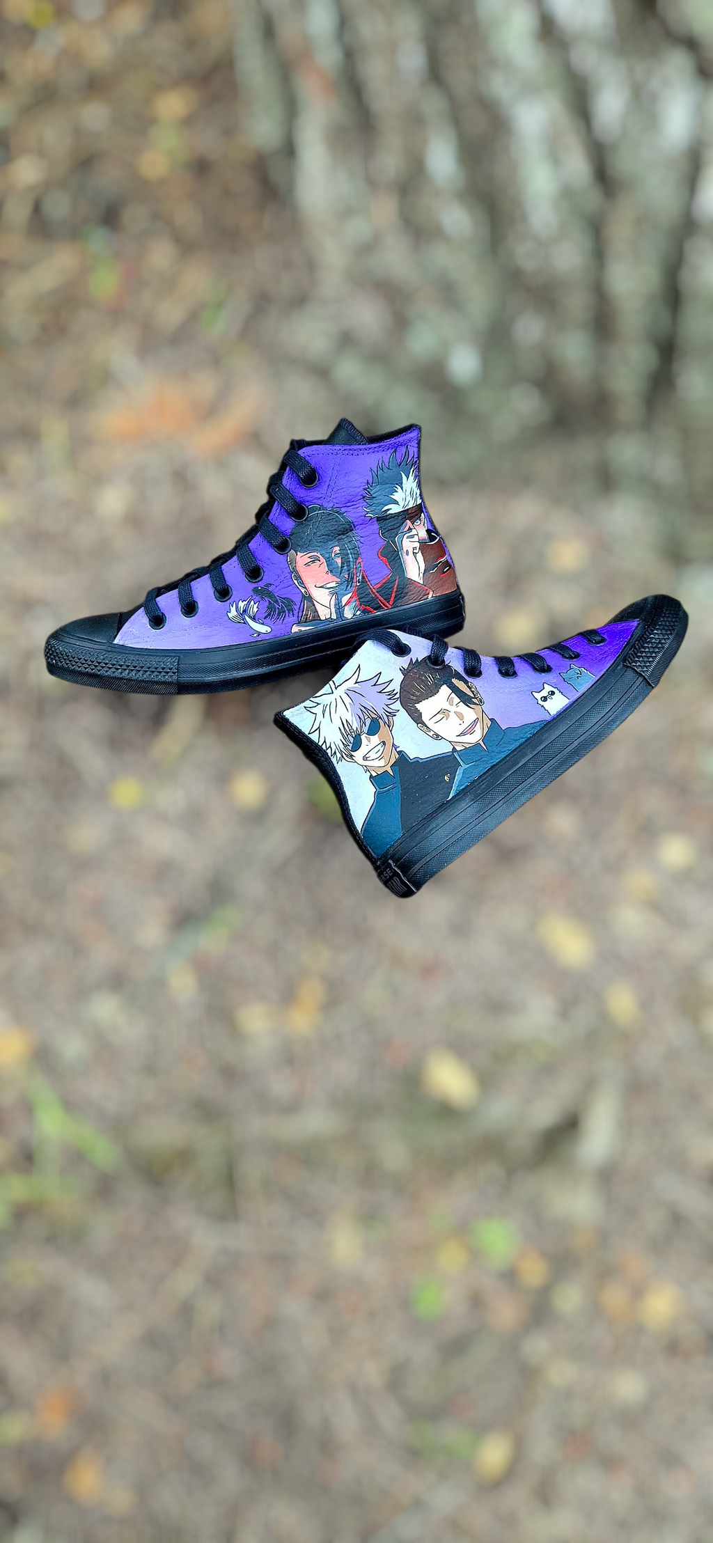 Converse Dark Matter Dipinte a Mano – Satoru Gojo & Suguru Geto | Jujutsu Kaisen