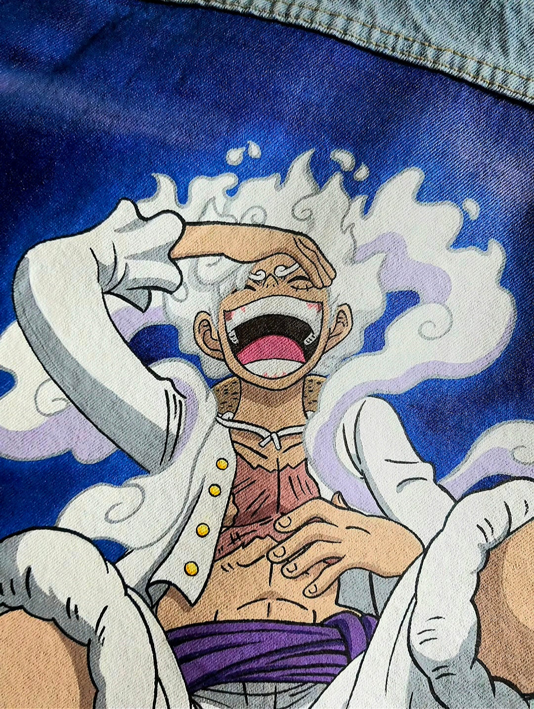 Giacca in denim dipinta a mano — Luffy Gear 5