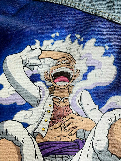 Giacca in denim dipinta a mano — Luffy Gear 5