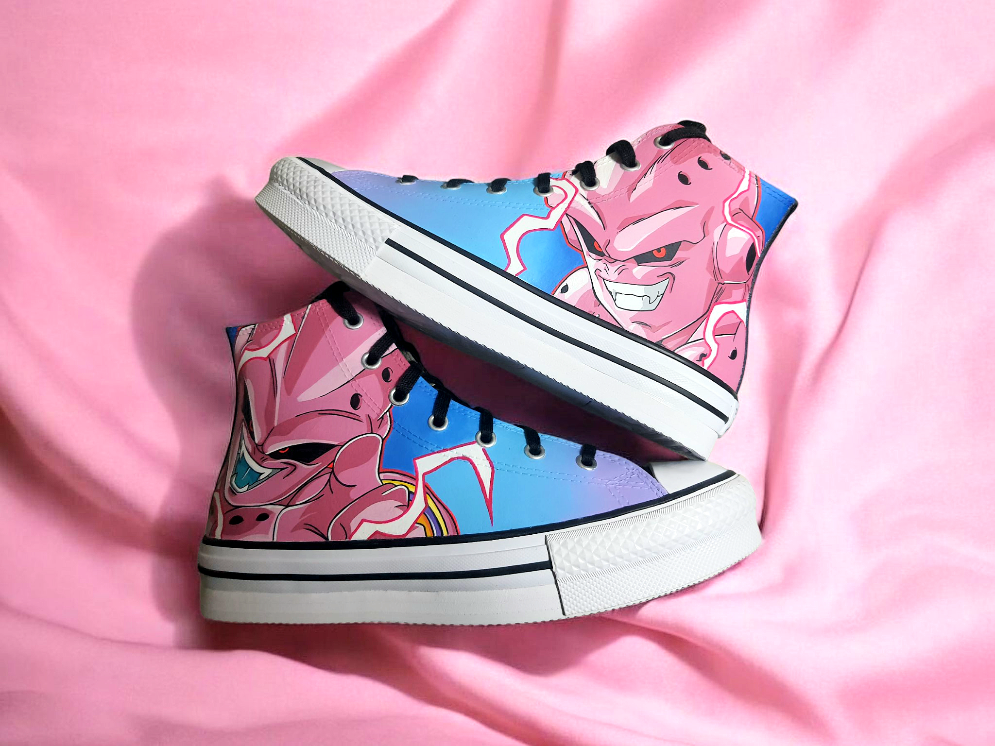 Converse in pelle dipinte a mano — Majin Buu Kid