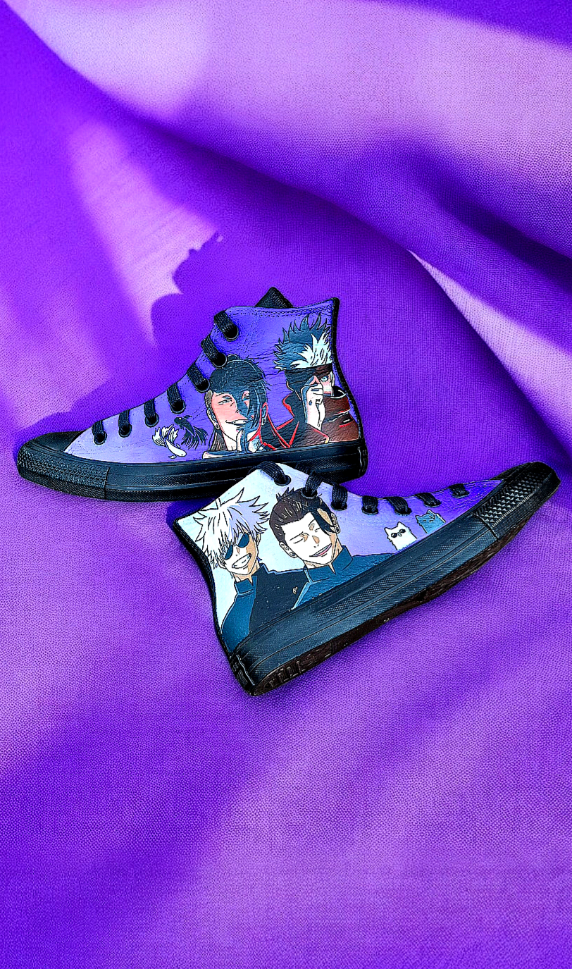 Converse Dark Matter Dipinte a Mano – Satoru Gojo & Suguru Geto | Jujutsu Kaisen