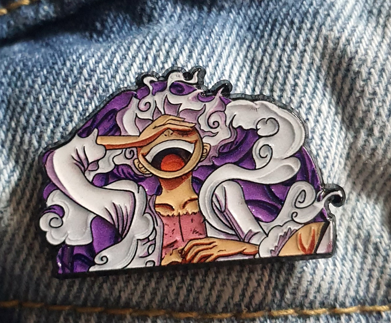 Giacca in denim dipinta a mano — Luffy Gear 5