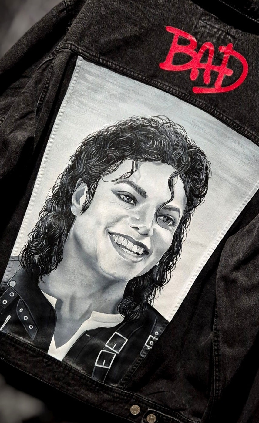 Giacca in Denim Dipinta a Mano – Tributo Michael Jackson