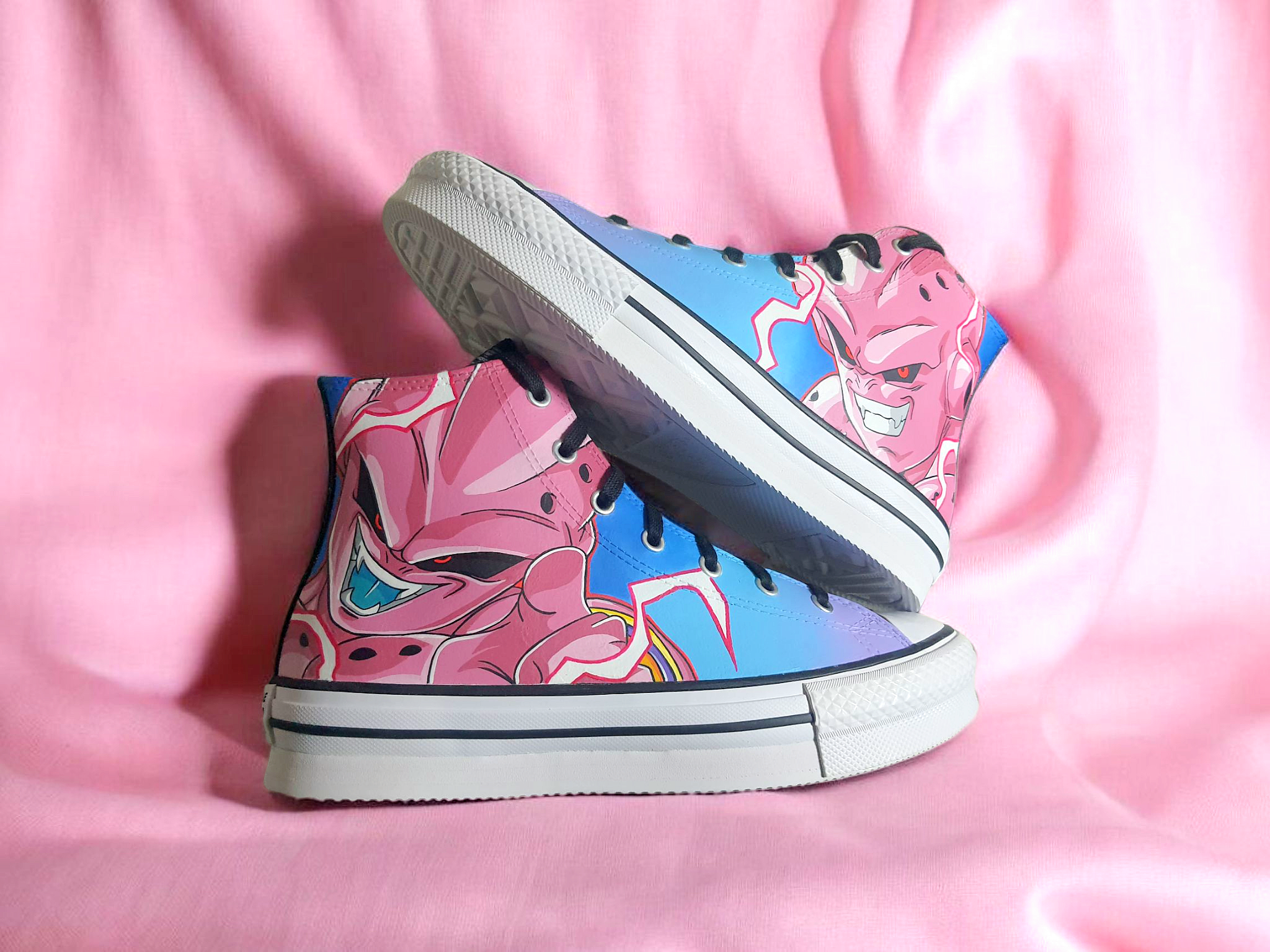Converse in pelle dipinte a mano — Majin Buu Kid