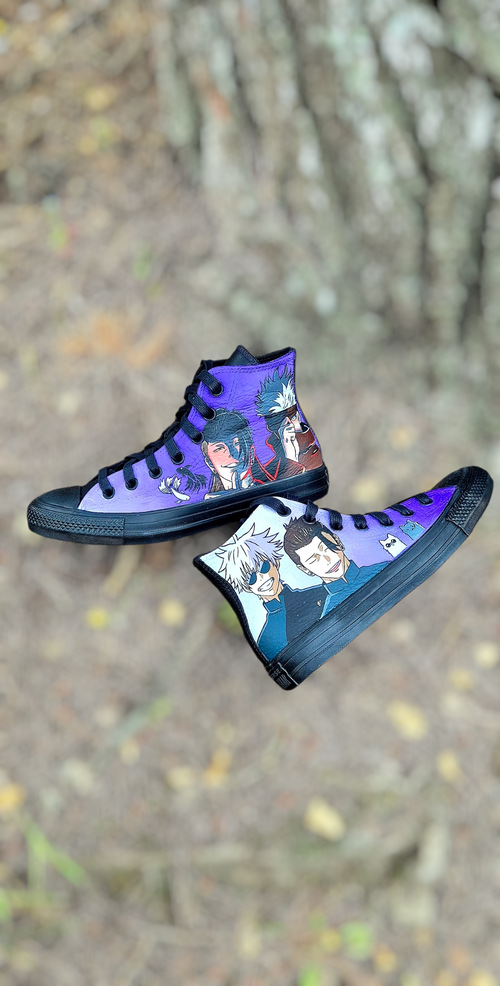 Converse Dark Matter Dipinte a Mano – Satoru Gojo & Suguru Geto | Jujutsu Kaisen