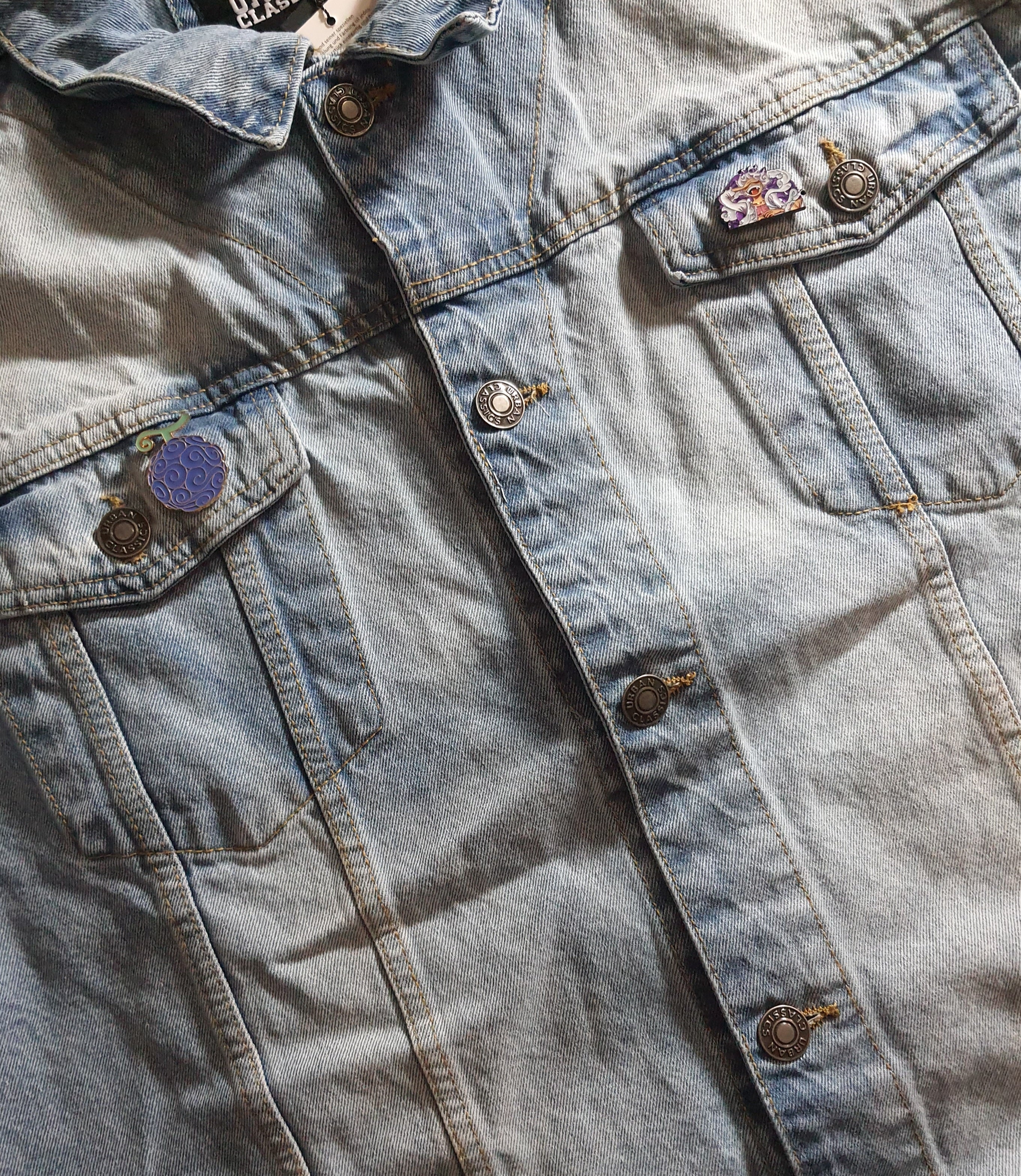Giacca in denim dipinta a mano — Luffy Gear 5