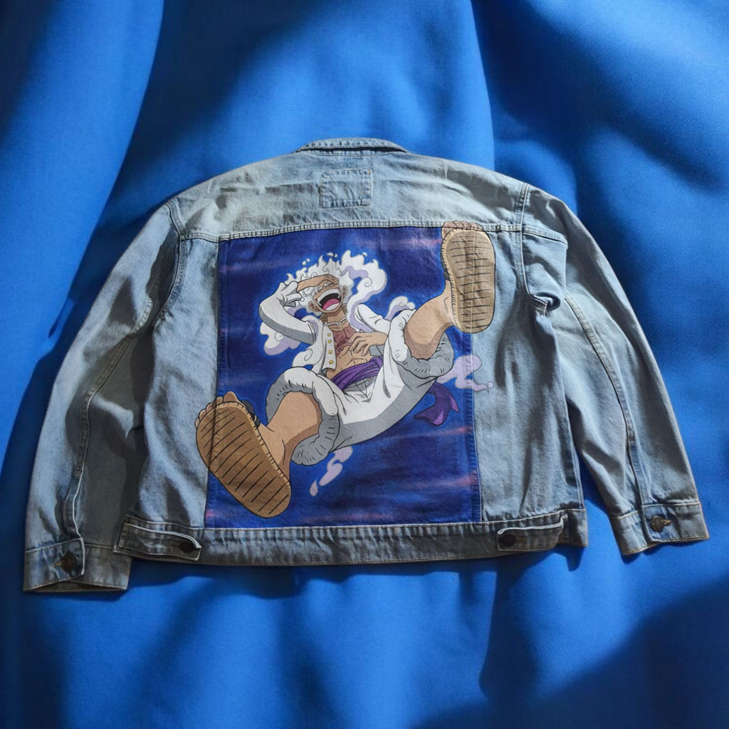 Giacca in denim dipinta a mano — Luffy Gear 5