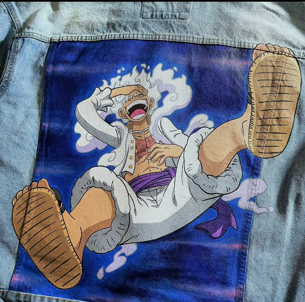 Giacca in denim dipinta a mano — Luffy Gear 5